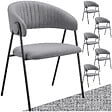 TECTAKE - Lot 6 Fauteuils rembourré ergonomique en tissu 150kg max gris - vignette