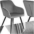 TECTAKE - Chaise rembourrée aspect velours style scandinave gris/noir - vignette