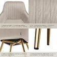 TECTAKE - Lot 4 chaises de salle à manger aspect velours matelassé taupe/or - vignette