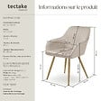 TECTAKE - Lot 4 chaises de salle à manger aspect velours matelassé taupe/or - vignette