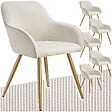 TECTAKE - Lot 6 chaises élégantes aspect corde forme ergonomique crème/doré - vignette