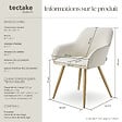 TECTAKE - Lot 6 chaises élégantes aspect corde forme ergonomique crème/doré - vignette