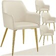 TECTAKE - Lot 4 Fauteuils aspect velours rembourrés avec dossier continu beige - vignette