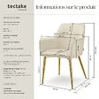 TECTAKE - Lot 4 Fauteuils aspect velours rembourrés avec dossier continu beige - vignette