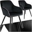TECTAKE - Ensemble de 2 chaises cuir synthétique rembourrées aspect velours noir - vignette