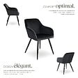 TECTAKE - Ensemble de 2 chaises cuir synthétique rembourrées aspect velours noir - vignette