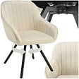 TECTAKE - Chaise pivotante à 360° avec accoudoirs en velours rembourrée crème - vignette