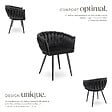 TECTAKE - Lot 4 chaises de salle à manger en velours design noué noires - vignette