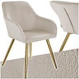 TECTAKE - Chaise rembourrée aspect velours style scandinave taupe/or - vignette