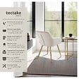 TECTAKE - Chaise rembourrée aspect velours style scandinave taupe/or - vignette