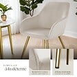 TECTAKE - Chaise rembourrée aspect velours style scandinave taupe/or - vignette