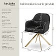 TECTAKE - Lot 6 chaises pivotantes à 360° en velours avec rembourrage noir/or - vignette