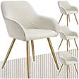 TECTAKE - Lot 4 chaises élégantes aspect corde forme ergonomique crème/doré - vignette