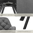 TECTAKE - Lot 6 fauteuils pivotants 180° velours rembourrés motif matelassé gris - vignette