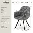 TECTAKE - Lot 6 fauteuils pivotants 180° velours rembourrés motif matelassé gris - vignette
