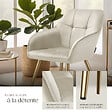 TECTAKE - Lot 6 chaises de salle à manger avec aspect velours capitonné crème/or - vignette