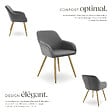 TECTAKE - Lot 2 chaises élégantes aspect corde avec forme ergonomique gris/doré - vignette