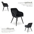 TECTAKE - Ensemble de 6 chaises effet velours rembourrées ergonomiques noir - vignette