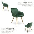 TECTAKE - Lot 6 chaises de salle à manger aspect velours matelassé vert/or - vignette