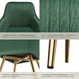 TECTAKE - Lot 6 chaises de salle à manger aspect velours matelassé vert/or - vignette