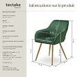 TECTAKE - Lot 6 chaises de salle à manger aspect velours matelassé vert/or - vignette
