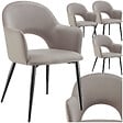 TECTAKE - Lot 4 Fauteuils aspect velours rembourré max 120 kg taupe - vignette