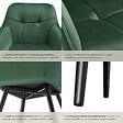 TECTAKE - Chaise rembourrée en velours matelassé avec dossier continu vert foncé - vignette