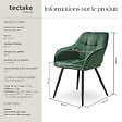 TECTAKE - Chaise rembourrée en velours matelassé avec dossier continu vert foncé - vignette