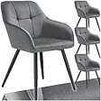 TECTAKE - Lot 4 chaises rembourrées en velours matelassé et dossier continu gris - vignette