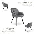 TECTAKE - Lot 4 chaises rembourrées en velours matelassé et dossier continu gris - vignette