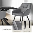 TECTAKE - Lot 4 chaises rembourrées en velours matelassé et dossier continu gris - vignette