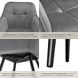 TECTAKE - Lot 4 chaises rembourrées en velours matelassé et dossier continu gris - vignette