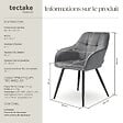 TECTAKE - Lot 4 chaises rembourrées en velours matelassé et dossier continu gris - vignette