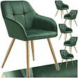 TECTAKE - Lot 6 chaises de salle à manger avec aspect velours capitonné vert/or - vignette