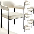 TECTAKE - Lot 6 fauteuils rembourrés avec pieds en acier dossier continu blanc - vignette