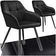 TECTAKE - Lot 2 chaises rembourrées en velours matelassé et dossier continu noir - vignette