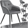 TECTAKE - Lot 6 chaises rembourrées en velours matelassé et dossier continu gris - vignette
