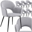TECTAKE - Lot 6 Fauteuils aspect velours rembourré max 120 kg gris clair - vignette