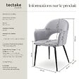 TECTAKE - Lot 6 Fauteuils aspect velours rembourré max 120 kg gris clair - vignette