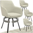 TECTAKE - Lot 4 Fauteuils pivotants rembourrés avec accoudoirs gris/beige - vignette