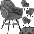 TECTAKE - Lot 4 fauteuils pivotants 180° velours rembourrés motif matelassé gris - vignette
