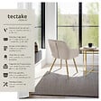 TECTAKE - Lot 2 chaises de salle à manger avec aspect velours capitonné taupe/or - vignette