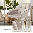 TECTAKE - Lot 2 chaises de salle à manger avec aspect velours capitonné taupe/or - vignette