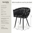 TECTAKE - Lot 2 chaises de salle à manger en velours design noué noires - vignette