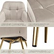TECTAKE - Chaise de salle à manger avec aspect velours capitonné taupe/doré - vignette