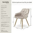 TECTAKE - Chaise de salle à manger avec aspect velours capitonné taupe/doré - vignette
