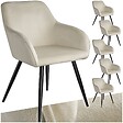 TECTAKE - Ensemble de 6 chaises rembourrées effet velours crème et noir - vignette