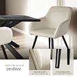 TECTAKE - Ensemble de 6 chaises rembourrées effet velours crème et noir - vignette