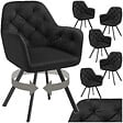 TECTAKE - Lot 6 fauteuils pivotants 180° velours rembourrés motif matelassé noir - vignette