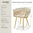 TECTAKE - Lot 4 chaises de salle à manger en velours design noué sable/or - vignette